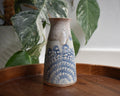 Threaded in Clay – Handmade Blue Stained Doily-Impression Ceramic Flower Vase