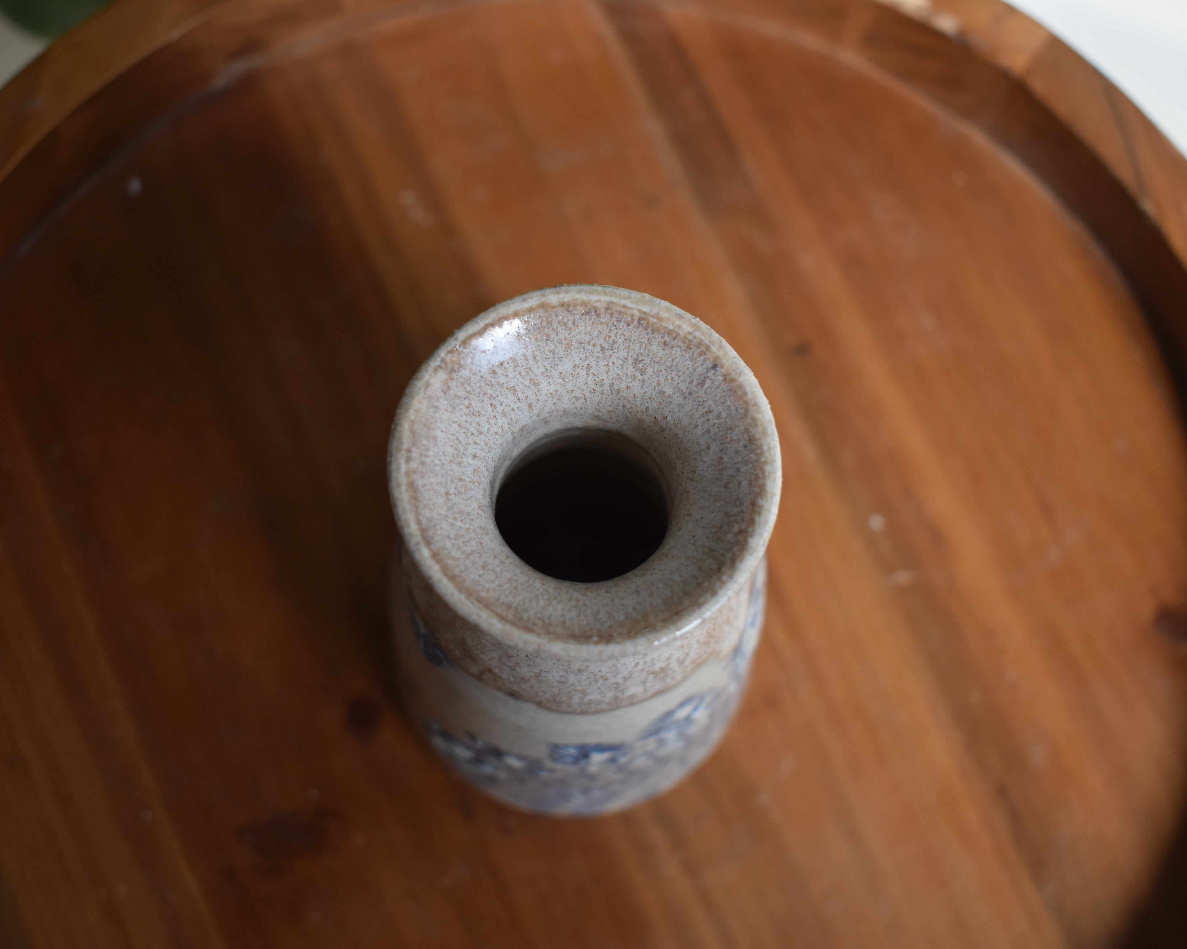 Threaded in Clay – Handmade Blue Stained Doily-Impression Ceramic Flower Vase