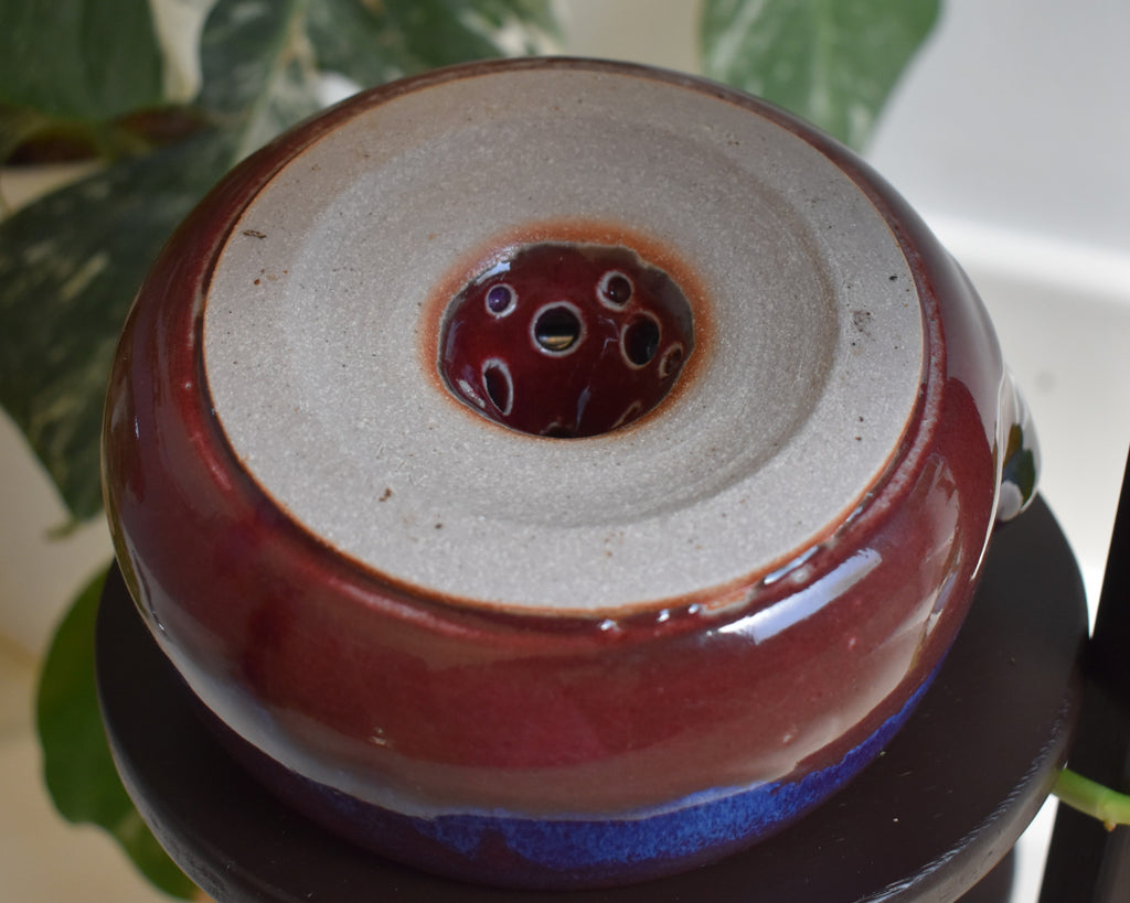 Handmade Ceramic Vortex Berry Bowl – Plum, Cobalt and Violet Fruit Washer