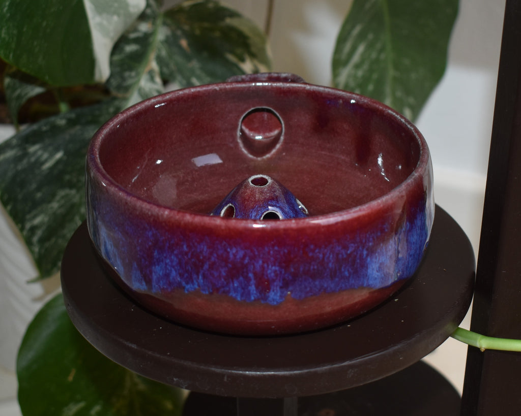 Handmade Ceramic Vortex Berry Bowl – Plum, Cobalt and Violet Fruit Washer