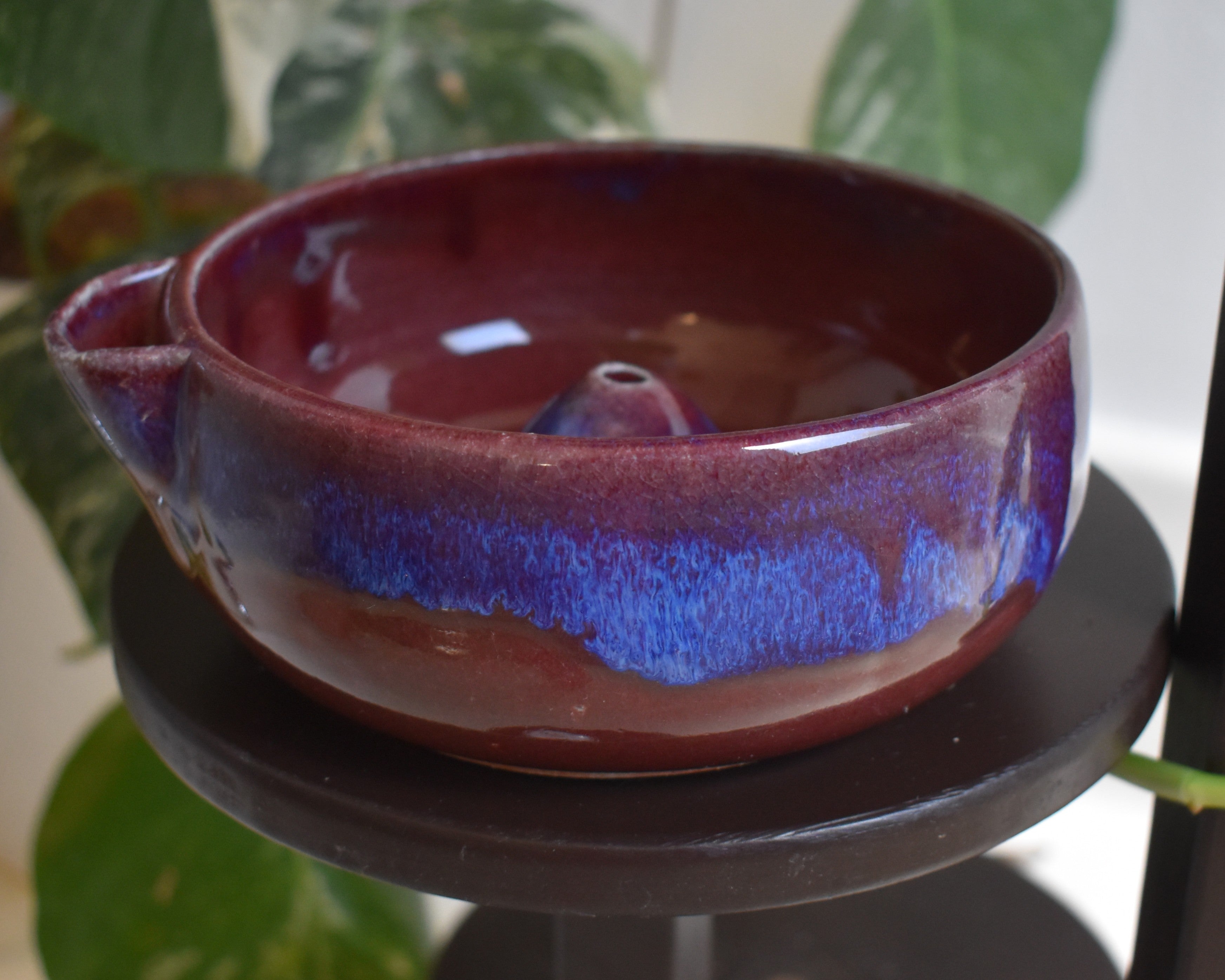 Handmade Ceramic Vortex Berry Bowl – Plum, Cobalt and Violet Fruit Washer