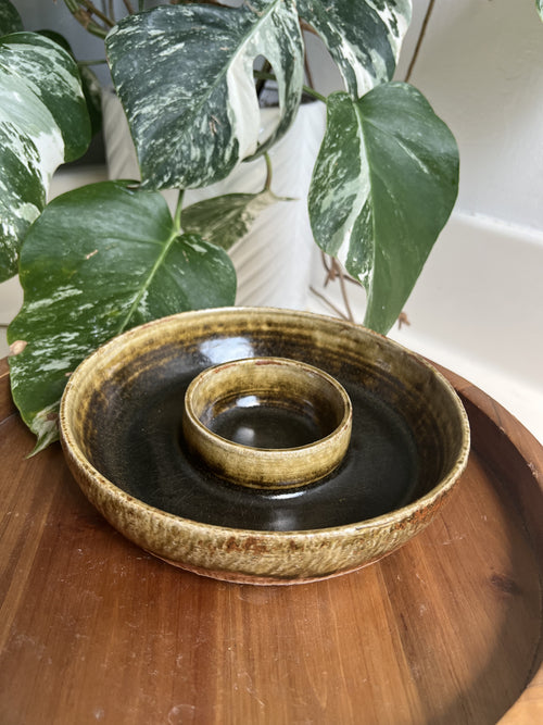 A Little on the Side – Textured Olive Glaze Ceramic Snack & Dip Bowl