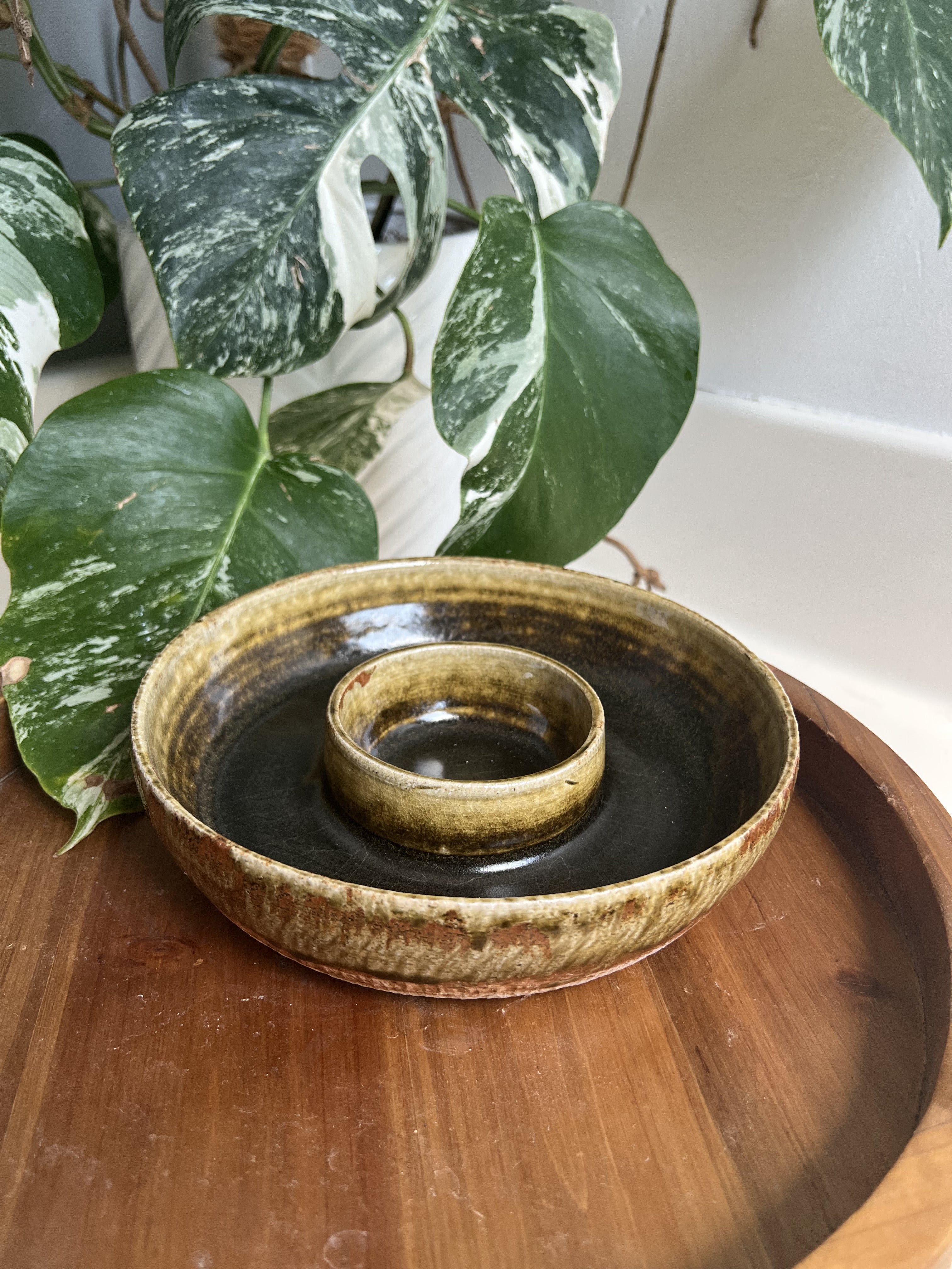 A Little on the Side – Textured Olive Glaze Ceramic Snack & Dip Bowl