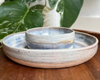 Blue Haze Soup & Sandwich Plate – Handmade Ceramic Combo Dish