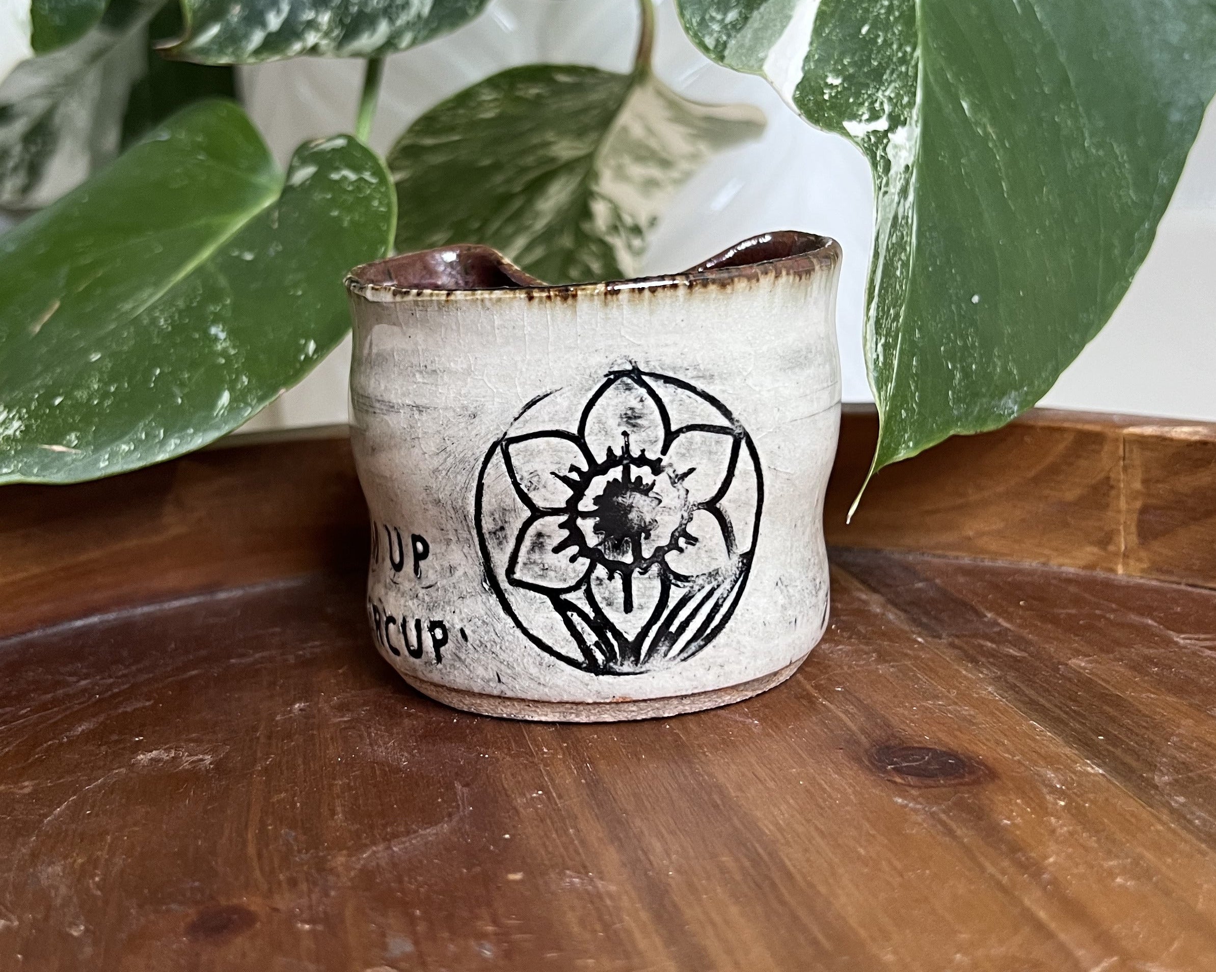 “Fuck ’Em Up Buttercup” Mini Espresso Travel Cup – 4 oz Handmade Ceramic Cup