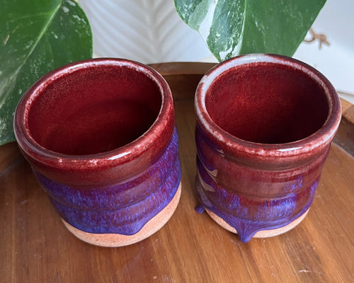 Berry Drip Ceramic Juice Cups – Set of 2 Handmade Pottery Tumblers